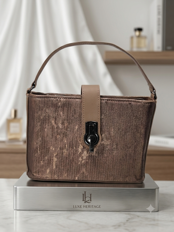 Cocoa Turn-Lock Mini Top-Handle Bag – Brown